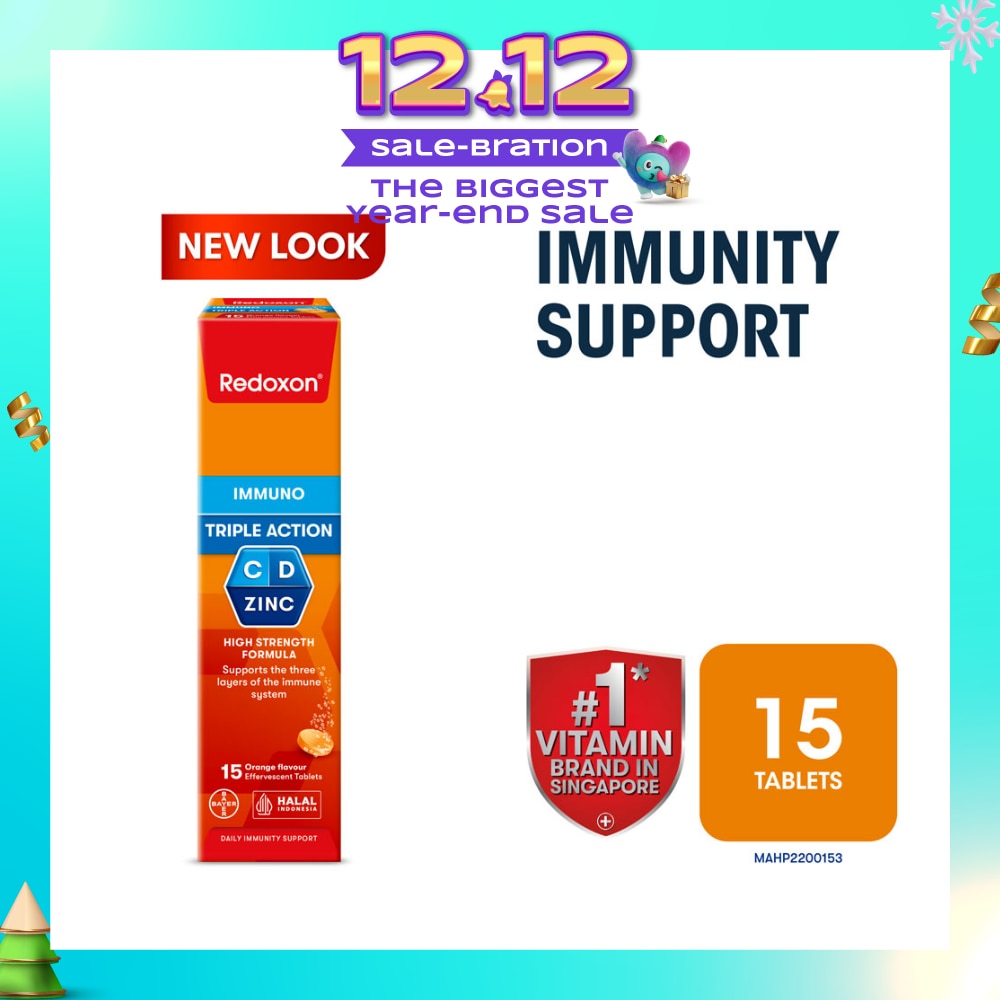 Triple Action Vitamin C, D & Zinc Immunity Effervescent Orange 15s