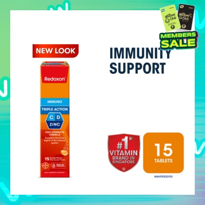 REDOXON Triple Action Vitamin C, D & Zinc Immunity Effervescent Orange 15s