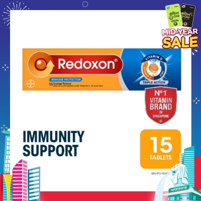 REDOXON Triple Action Vitamin C, D & Zinc Immunity Effervescent Orange 15s