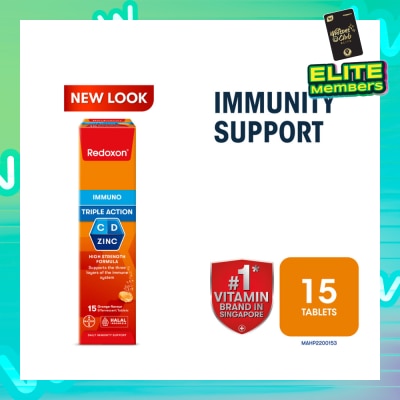 REDOXON Triple Action Vitamin C, D & Zinc Immunity Effervescent Orange 15s