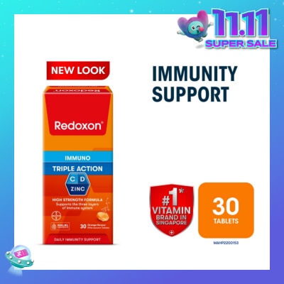 REDOXON Triple Action Vitamin C, D & Zinc Immunity Effervescent Orange 30s