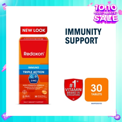 REDOXON Triple Action Vitamin C, D & Zinc Immunity Effervescent Orange 30s