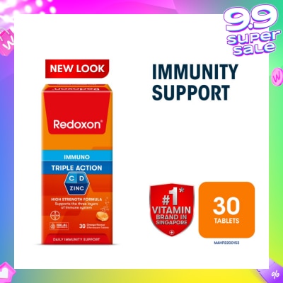 REDOXON Triple Action Vitamin C, D & Zinc Immunity Effervescent Orange 30s