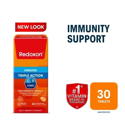 REDOXON Triple Action Vitamin C, D & Zinc Immunity Effervescent Orange 30s