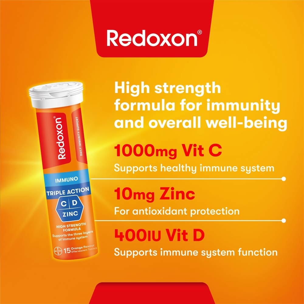 Triple Action Vitamin C, D & Zinc Immunity Effervescent Orange 45s