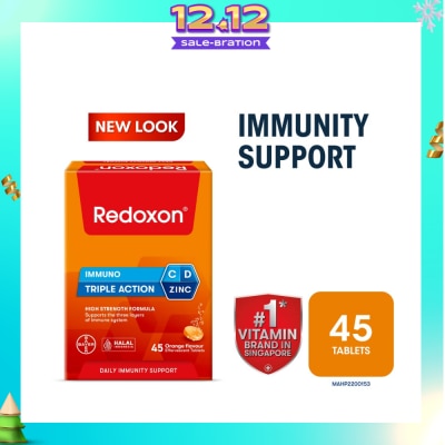 REDOXON Triple Action Vitamin C, D & Zinc Immunity Effervescent Orange 45s