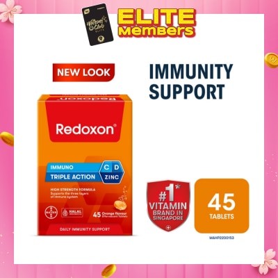 REDOXON Triple Action Vitamin C, D & Zinc Immunity Effervescent Orange 45s