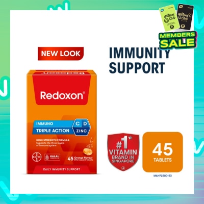 REDOXON Triple Action Vitamin C, D & Zinc Immunity Effervescent Orange 45s