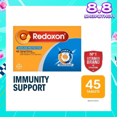 REDOXON Triple Action Vitamin C, D & Zinc Immunity Effervescent Orange 45s