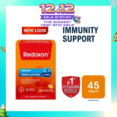 REDOXON Triple Action Vitamin C, D & Zinc Immunity Effervescent Orange 45s