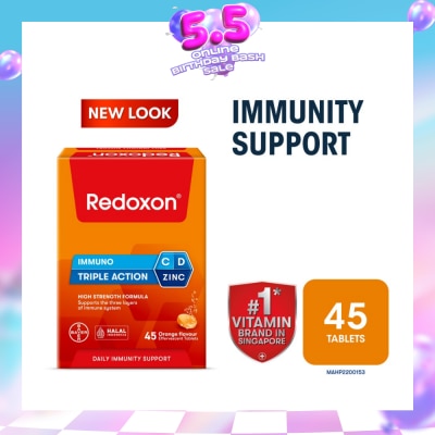 REDOXON - Triple Action Vitamin C, D & Zinc Immunity Effervescent Orange 45s