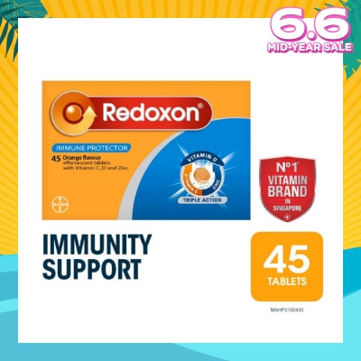 REDOXON Triple Action Vitamin C, D & Zinc Immunity Effervescent Orange 45s