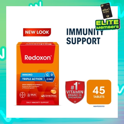 REDOXON Triple Action Vitamin C, D & Zinc Immunity Effervescent Orange 45s
