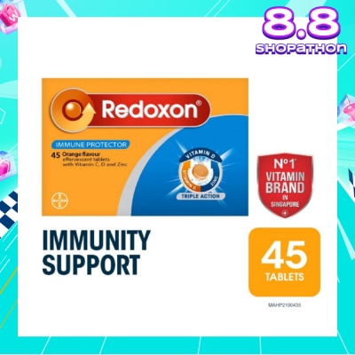 REDOXON Triple Action Vitamin C, D & Zinc Immunity Effervescent Orange 45s