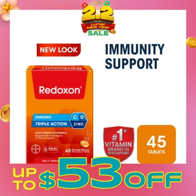 REDOXON Triple Action Vitamin C, D & Zinc Immunity Effervescent Orange 45s