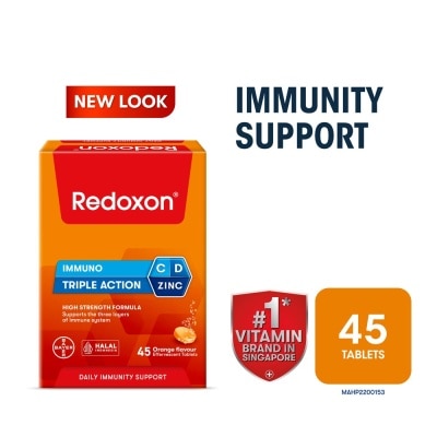 REDOXON Triple Action Vitamin C, D & Zinc Immunity Effervescent Orange 45s