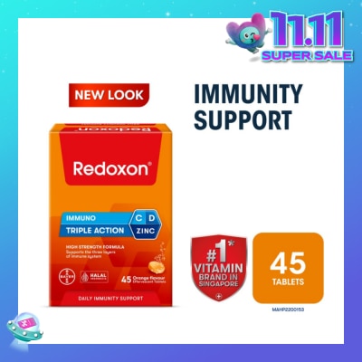 REDOXON Triple Action Vitamin C, D & Zinc Immunity Effervescent Orange 45s