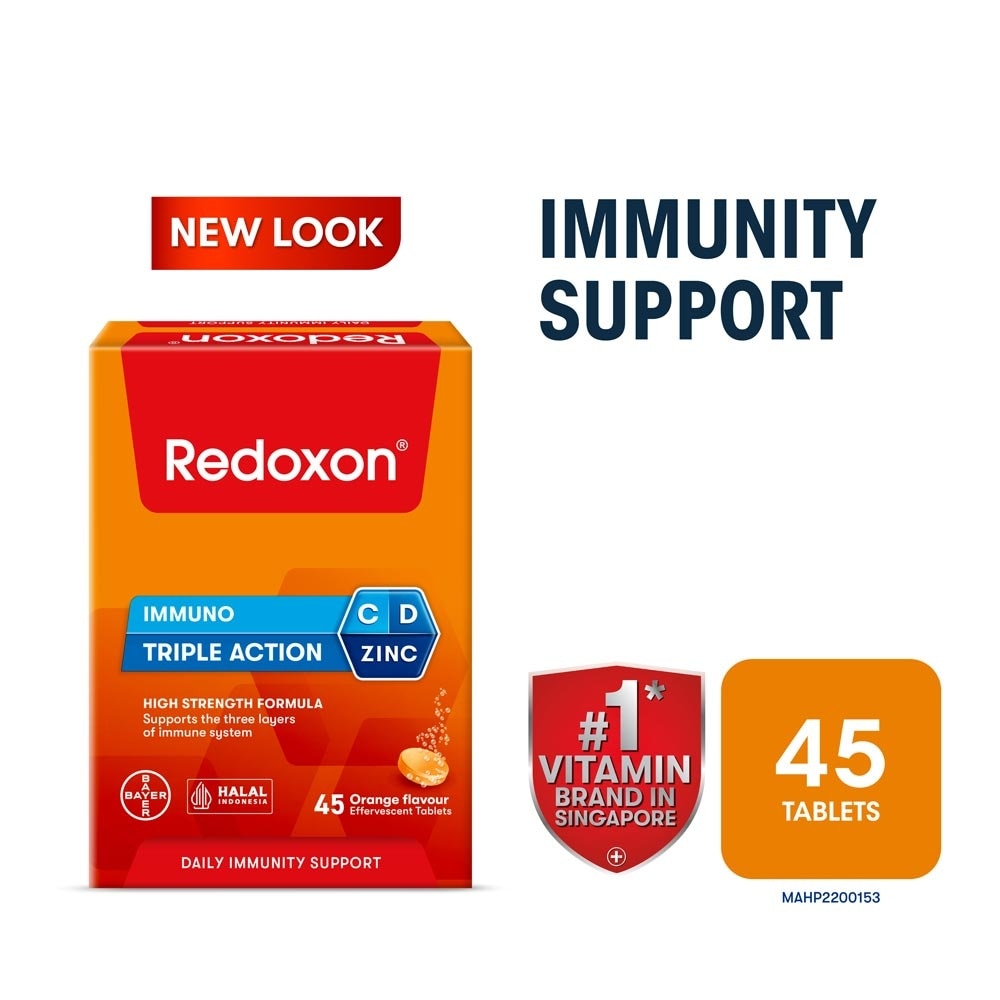 Triple Action Vitamin C, D & Zinc Immunity Effervescent Orange 45s