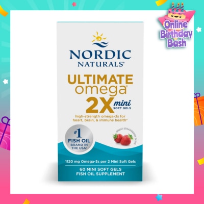 NORDIC NATURALS Ultimate Omega 2x Mini Softgel Strawberry (For Heart, Brain & Immune Health) 60s