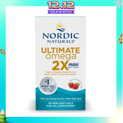NORDIC NATURALS Ultimate Omega 2x Mini Softgel Strawberry (For Heart, Brain & Immune Health) 60s