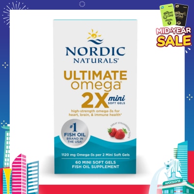 NORDIC NATURALS Ultimate Omega 2x Mini Softgel Strawberry (For Heart, Brain & Immune Health) 60s