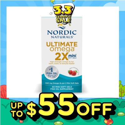 NORDIC NATURALS Ultimate Omega 2x Mini Softgel Strawberry (For Heart, Brain & Immune Health) 60s