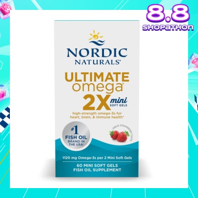 NORDIC NATURALS Ultimate Omega 2x Mini Softgel Strawberry (For Heart, Brain & Immune Health) 60s