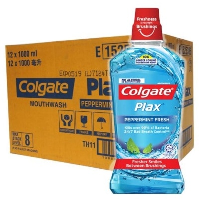 COLGATE Plax Mouthwash Peppermint Carton 12x1L