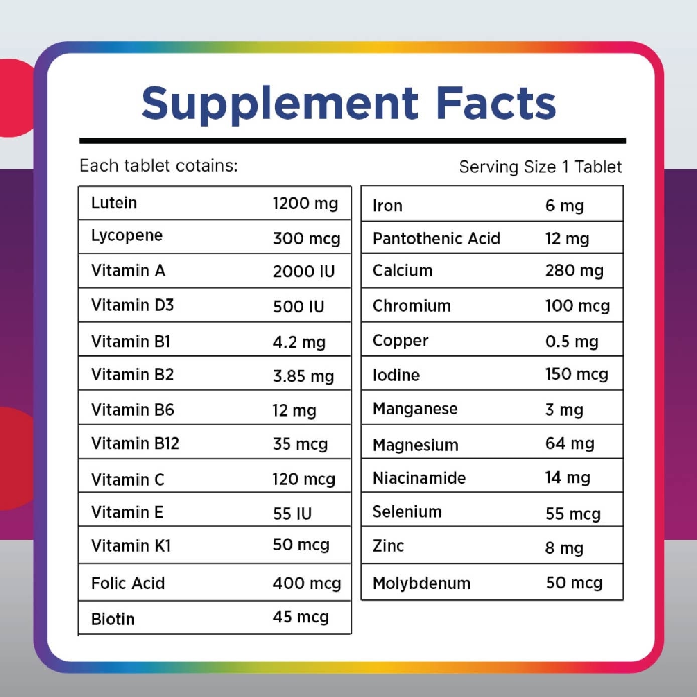 Multivitamin & Multimineral Tablets For Women 50+ (Complete from A to Zinc) 100s