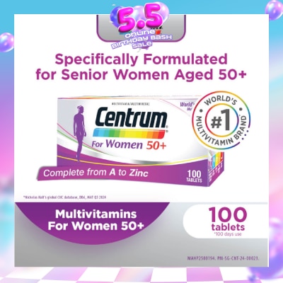 CENTRUM - Multivitamin & Multimineral Tablets For Women 50+ (Complete from A to Zinc) 100s