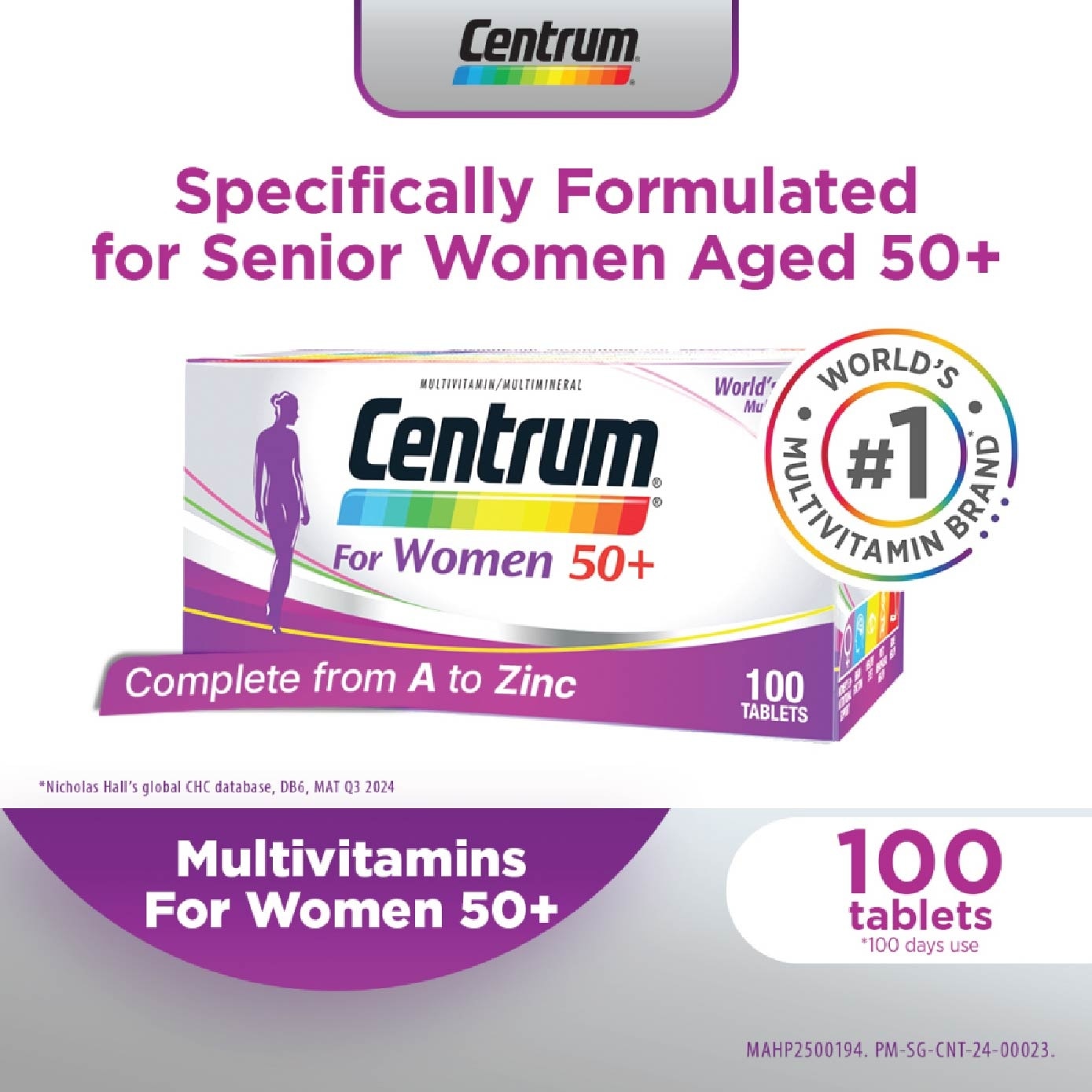 Multivitamin & Multimineral Tablets For Women 50+ (Complete from A to Zinc) 100s