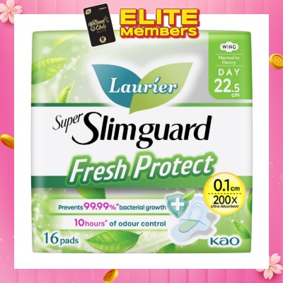 LAURIER Laurier Fresh Protect Day Anti-Bacterial 22.5cm Ultra Slim Pads 16s