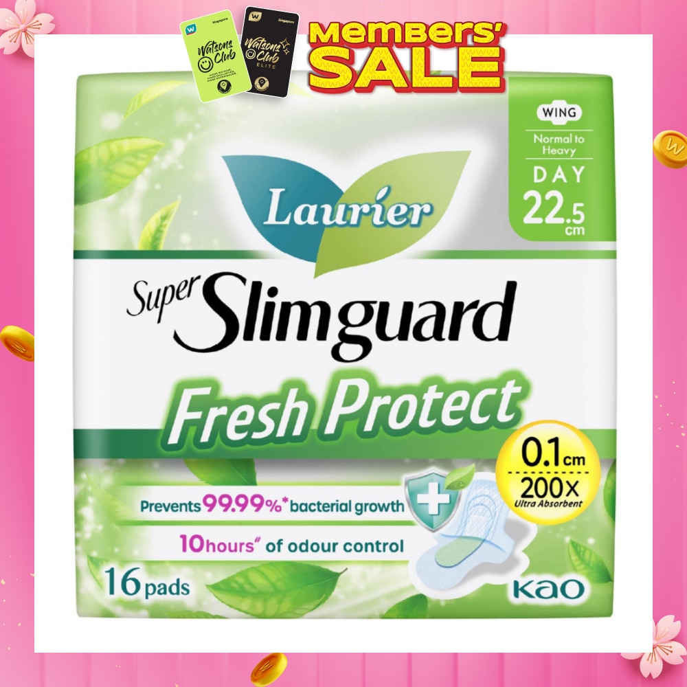 Laurier Fresh Protect Day Anti-Bacterial 22.5cm Ultra Slim Pads 16s<BR>