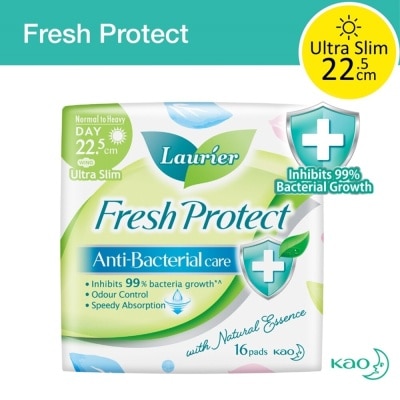 LAURIER Laurier Fresh Protect Day Anti-Bacterial 22.5cm Ultra Slim Pads 16s