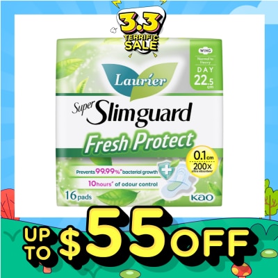 LAURIER Laurier Fresh Protect Day Anti-Bacterial 22.5cm Ultra Slim Pads 16s