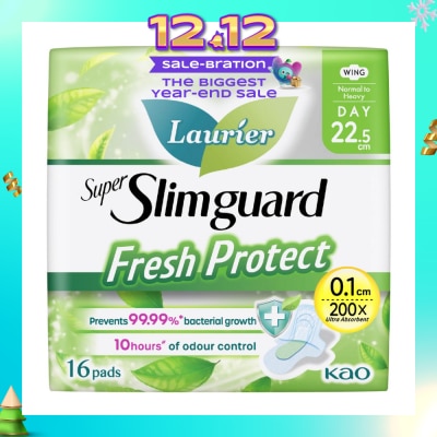 LAURIER Laurier Fresh Protect Day Anti-Bacterial 22.5cm Ultra Slim Pads 16s