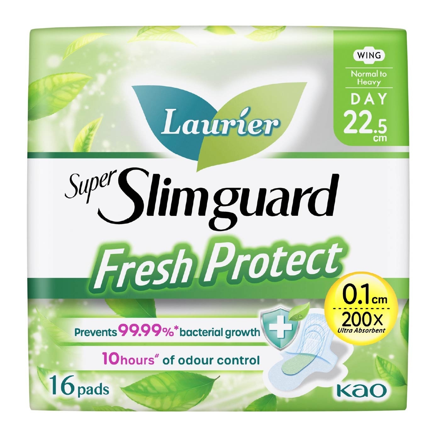 Laurier Fresh Protect Day Anti-Bacterial 22.5cm Ultra Slim Pads 16s<BR>