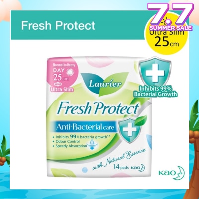 LAURIER Laurier Fresh Protect Day Anti-Bacterial 25cm Ultra Slim Pads 14s