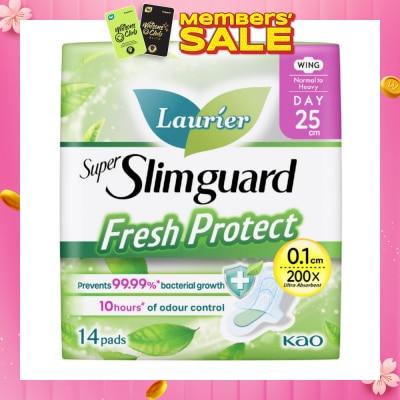 LAURIER Laurier Fresh Protect Day Anti-Bacterial 25cm Ultra Slim Pads 14s
