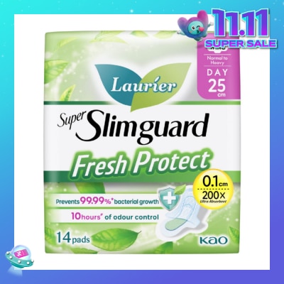 LAURIER Laurier Fresh Protect Day Anti-Bacterial 25cm Ultra Slim Pads 14s