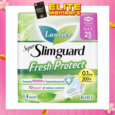 LAURIER Laurier Fresh Protect Day Anti-Bacterial 25cm Ultra Slim Pads 14s