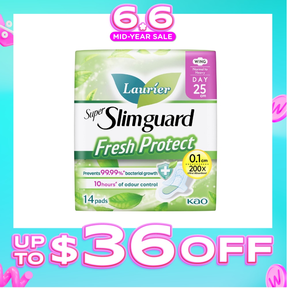 Laurier Fresh Protect Day Anti-Bacterial 25cm Ultra Slim Pads 14s<BR>