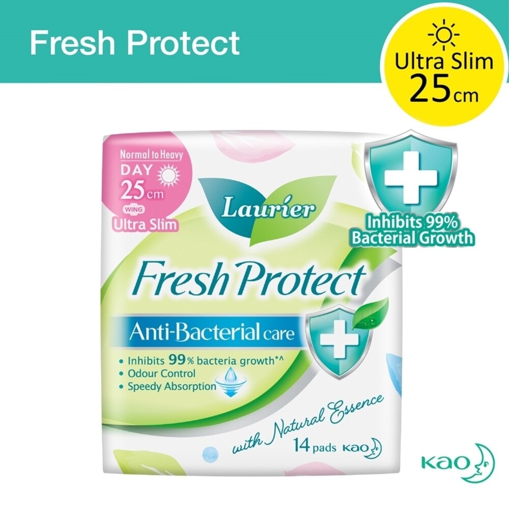 Laurier Fresh Protect Day Anti-Bacterial 25cm Ultra Slim Pads 14s<BR>