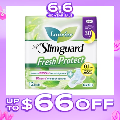 LAURIER - Laurier Fresh Protect Night Anti-Bacterial 30cm Ultra Slim Pads 12s