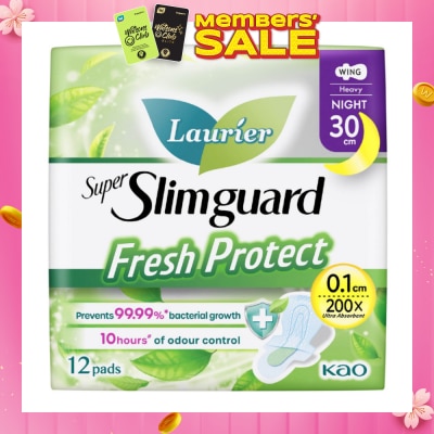 LAURIER Laurier Fresh Protect Night Anti-Bacterial 30cm Ultra Slim Pads 12s