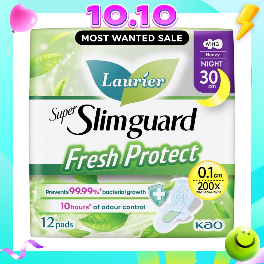 Laurier Fresh Protect Night Anti Bacterial 30cm Ultra Slim Pads 12s<BR> image