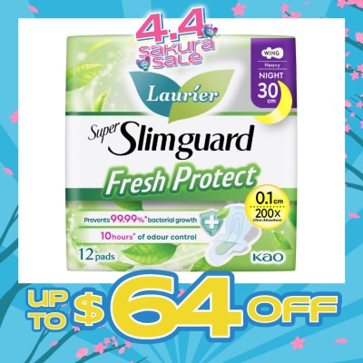 LAURIER - Laurier Fresh Protect Night Anti-Bacterial 30cm Ultra Slim Pads 12s