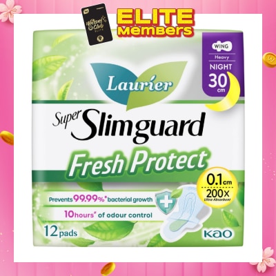 LAURIER Laurier Fresh Protect Night Anti-Bacterial 30cm Ultra Slim Pads 12s