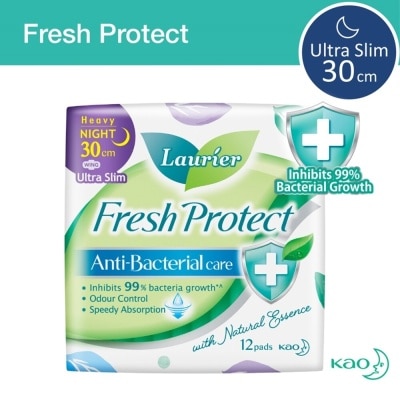 LAURIER Laurier Fresh Protect Night Anti-Bacterial 30cm Ultra Slim Pads 12s