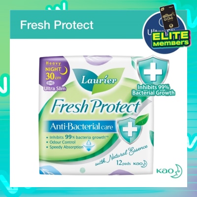 LAURIER Laurier Fresh Protect Night Anti-Bacterial 30cm Ultra Slim Pads 12s